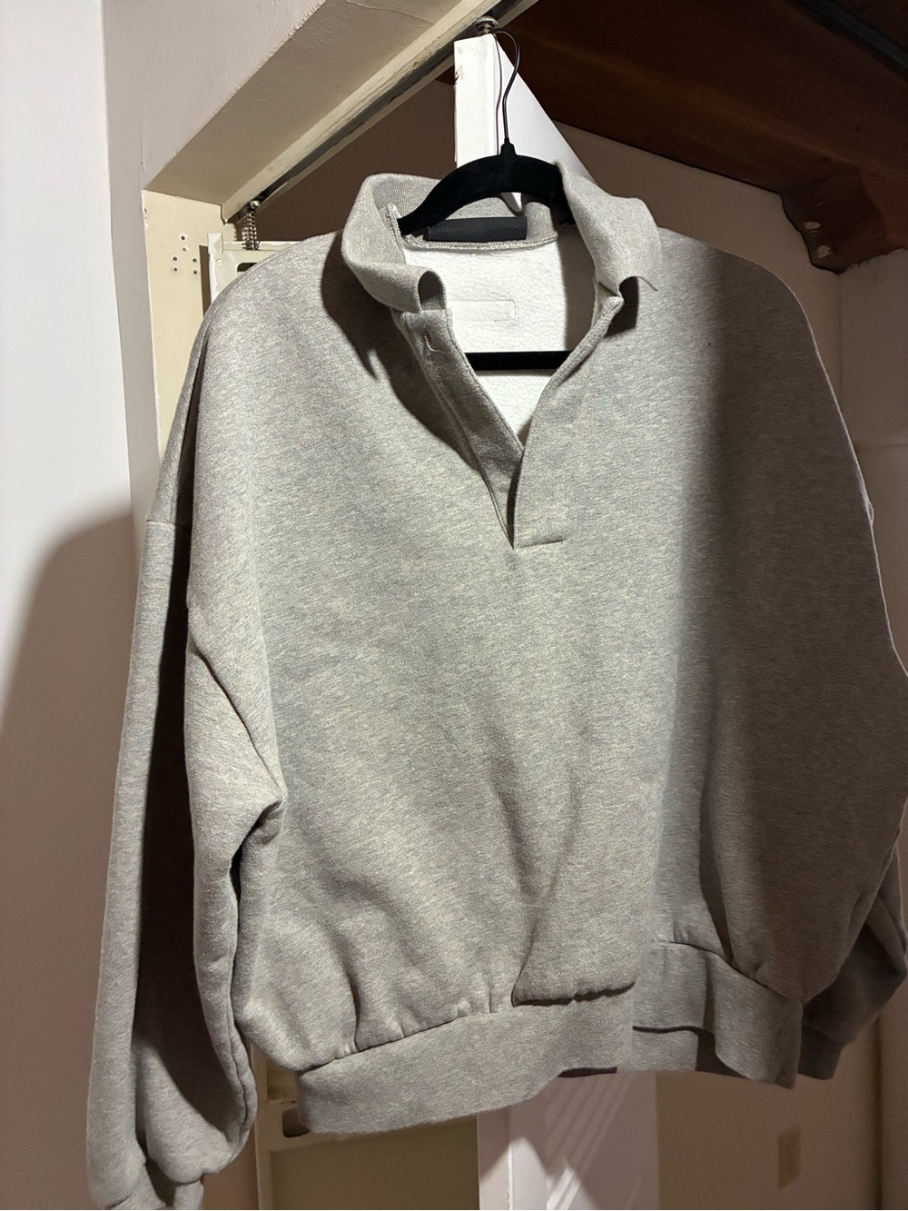 Fear of God Men's Light Gray V-Neck Collared Sweatshirt